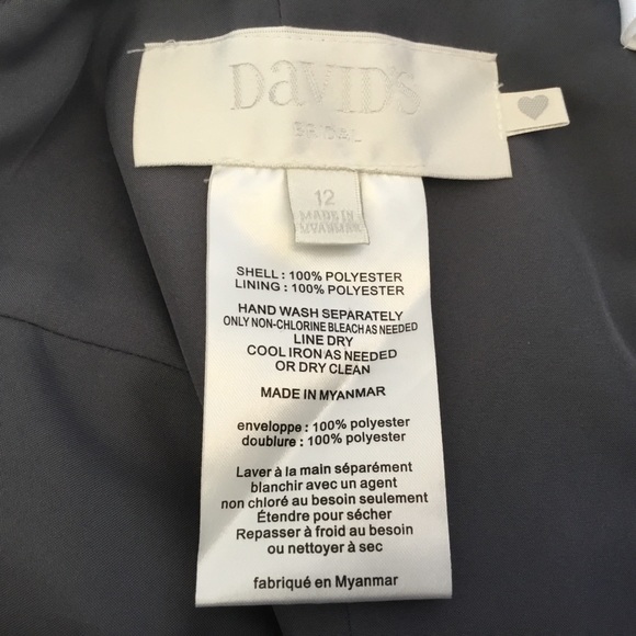 David’s Bridal Grey Strapless Chiffon Dress 12 - Picture 8 of 8